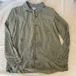 Splendid Women’s Button Down Shirt Gray With Dark Blue Stars Size S